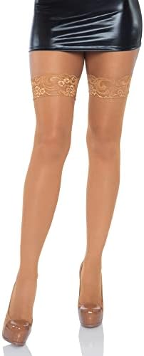 Leg Avenue Women's Stay Up Lace Top Micro Net Thigh Highs