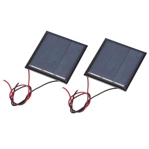 sourcing map Lot de 2 mini panneaux solaires 1,5 V 0,225 W 150 mA - Petit panneau solaire polycristallin avec 2 câbles pour jouets électriques - Chargeur - 45 mm x 45 mm