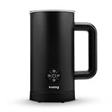 huslog Montalatte elettrico con riscaldamento, 500 W, 4 modalità (caldo e freddo), 300 ml, schiuma di latte da 150 ml, spegnimento automatico, per cappuccino, e vegetale, nero