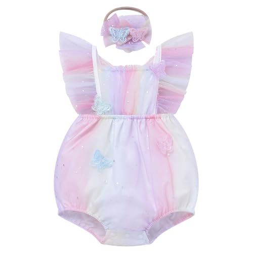Tenue premier anniversaire bébé fille avec ailes de papillon amoureuses