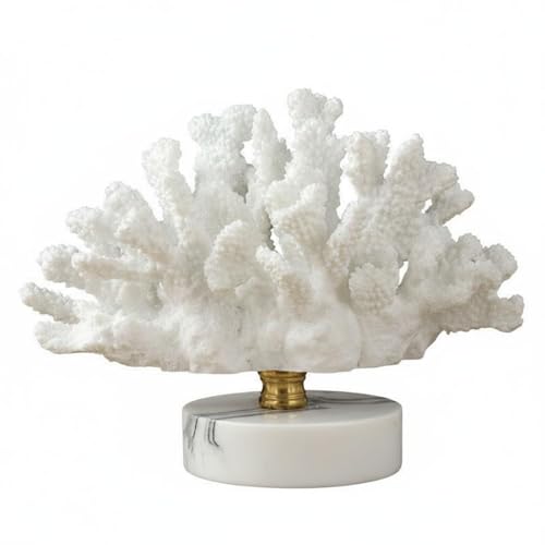 Escultura de coral B con base de mármol para decoración de mesa moderna 2
