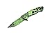 SE Spring Assisted Drop Point Folding Knife with Green Snake Skin Design - KFD20022-2