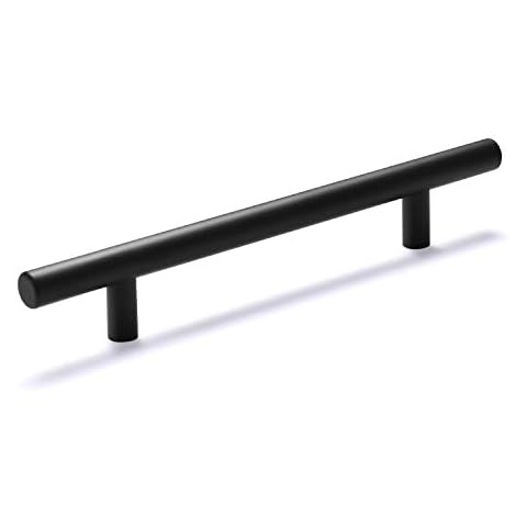 5 Pack Black Round Cabinet Pull Drawer Handle Stainless Steel Modern Hardware for Bathroom Cabinets Cupboard,Closet Cabinet Handles,Hole Centers: 4in (102mm) Cover