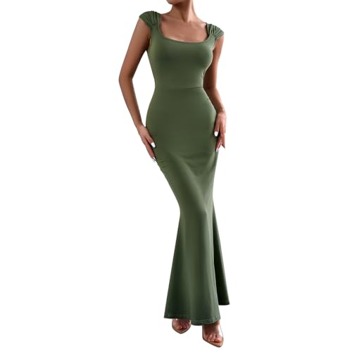 Image of ODIZLI Long Bodycon Dresses For Women Sexy Sleeveless Dress Cap Sleeve Maxi Cami Dresses for Women