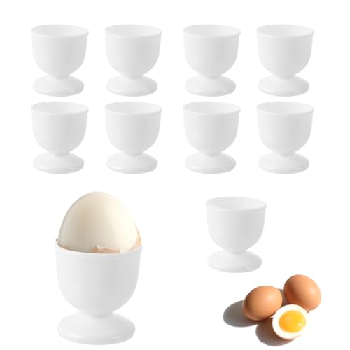 Rzspher Lot de 10 coquetiers blancs en polypropylène - 4,3 x 4,6 x 4,7 cm - Pour chaque table - Cadeau idéal de Pâques et décoration de cuisine