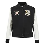Pro Standard WOMENS NHL VEGAS GOLDEN KNIGHTS CLASSIC CHENILLE VARSITY JACKET BLACK/WHITE L