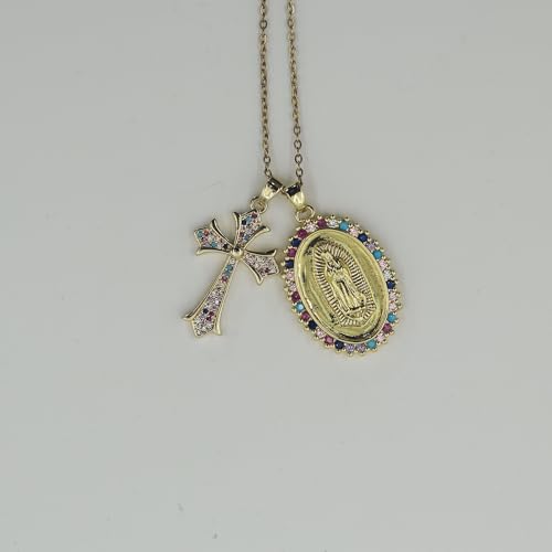 Collier Vierge Marie et médaille crucifix pour exprimer sa foi avec style