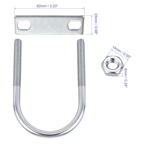 MACHSWON Round U-Bolt,2 Set Zinc Plated Alloy Steel M8 U Bolts 55mm(2.17") Inner Width 100mm Length with Nuts and Frame Plate for Automobiles Boat Trailer - Image 3