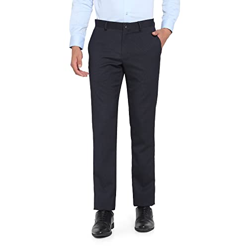 Image of blackberrys Structured Polyester Viscose Slim Fit Men's Work Wear Trousers
