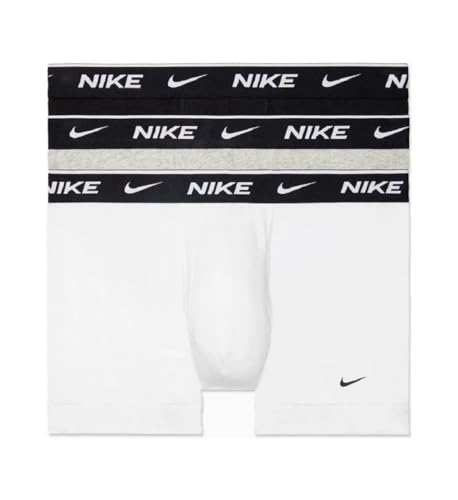 Nike Essential Cotton Stretch Trunk, Dri-FIT 3Pk, White/Grey Heather/Black, Small