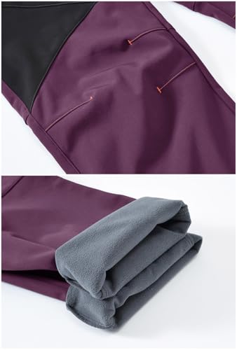 donhobo Hose Damen Outdoor Wanderhose Wasserdicht Softshellhose Fleecefutter Warm Atmungsaktiv Berghose Funktionshose Trekkinghose Lila L