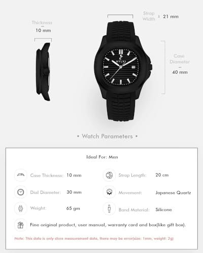 Image of Sylvi Urbanic Men's Analog Watch with Date Display, Silicone Strap, Water Resistant