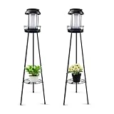 Outdoor Plant Stand with Solar Lights - Holiday Gift Ideas for Decorative Decor - 1 Pack Upgraded So