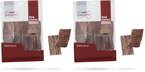 Image of GigaBite Beef Esophagus Dog Treats - Natural Gullet Sticks for Dogs, High Protein Single Ingredient Dog Chews, Rawhide Free Dental Dog Treats for All Dog Breeds - Strips Taffy, 1 Pound (Pack of 2)