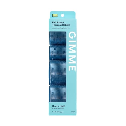 Gimme Beauty Full Effect Thermal Rollers - Hair Rollers for Salon-Style Blow-Outs - Gentle & Secure Hold for All-Day Styling - 3 Sizes for Bouncy Curls or Natural Waves - All Hair Types, 12 Count