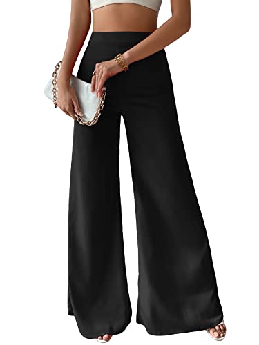 Image of GORGLITTER Women's High Waist Comfy Loose Trousers Business Office Long Wide Leg Pants