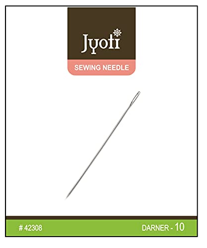 Image of Jyoti Darner Hand Sewing Needles, Long Length, Long & Sharp with Elongated Eyes, Cloth Stitching Thread Steel Needles, Used for Darning or Mending with Yarn or Wool, 42308 (Size - 10) - 1000 Pcs