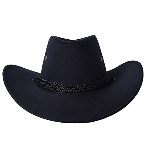 Qtinghua-Mens-Faux-Felt-Western-Cowboy-Hat-Fedora-Outdoor-Wide-Brim-Hat-with-Strap-Western-Outback-Hat