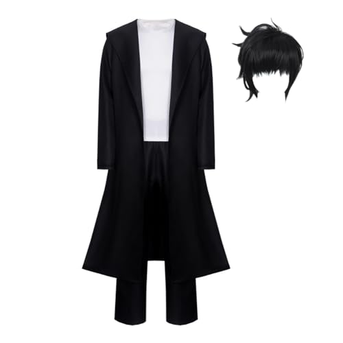Sung Jin Woo Cosplay Costume Black Trench Coat Blue Sportswear Set Anime Role-playing Sung Jin Woo Halloween Costume