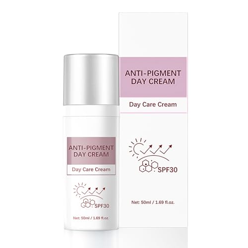 Anti-Pigment Day Cream SPF 30, Freckle Removal Cream for Age Spots & Uneven Skin Tone, Anti Pigmentation Face Moisturiser Anti-Wrinkle + Active Firming with SPF30 Sun Protection Hydrates, 50ml