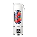 Wxeadu Portable Blender Smoothie Maker, 450ml Mini Blender with 12 Blades, 1500mAh USB Rechargeable Fruit Veggie Juicer, Personal Blender, Portable Smoothie Blender for Fruits Shakes, Travel, Home