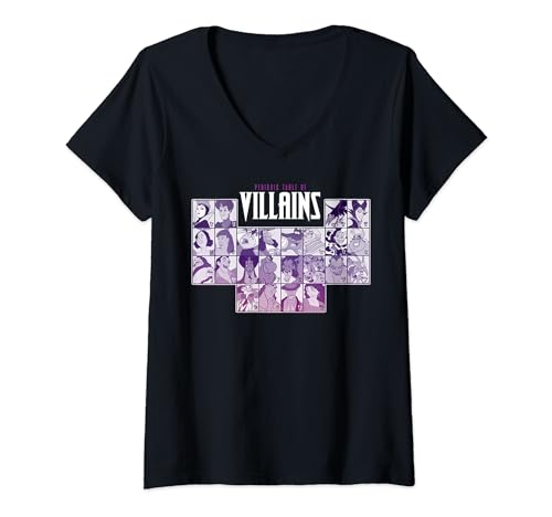 T-shirt Disney Villains col V au motif de tableau périodique original pour femme