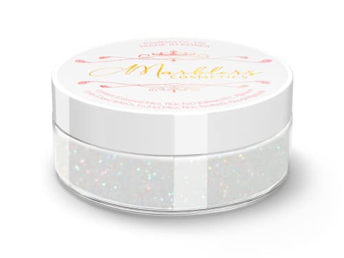 MARBLERS Cosmetic Grade Fine Holographic Glitter [Rainbow White] 0.18oz (5g) | Non-Toxic | Vegan | Cruelty-Free | Eyeshadow, Nail Polish, Nail Art | Festival, Rave & Party Makeup | Body & Face