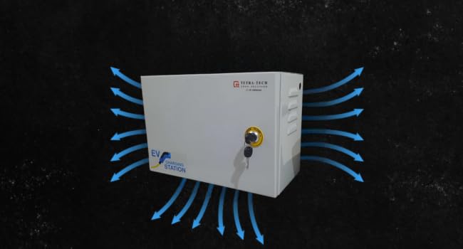 Image of Duel Charge Anchor & POLYCAB Standard Materials for EV Charger Safety Box, Suitable for All Brand Electric Scooters & Cars to Safe Charging at Parking lot. with safty Lock,Gasket (16 AMP + 16 AMP)