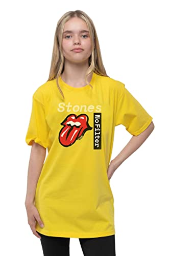 The Rolling Stones Kids T Shirt No Filter Text Official Yellow (Ages 3-14 yrs) Large (9/10 Yrs