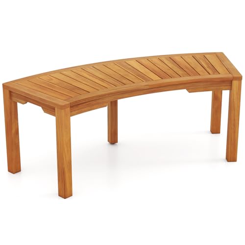 Tangkula Outdoor Curved Bench