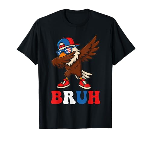 Bruh Dab Bald Eagle Funny Kids Boys 4th of July Patriotic T-Shirt