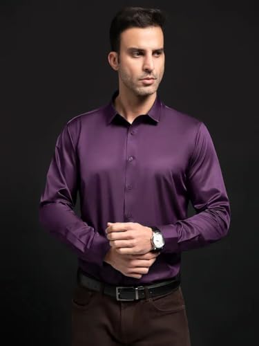 Image of IndoPrimo Men's Stylish Solid Satin Casual Shirt for Men Full Sleeve