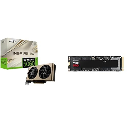 GeForce RTX 5060 8G INSPIRE 2X OC Scheda Video - Core 3840, Memoria 8GB GDDR7 + Samsung Memorie MZ-VAP1T0BW 9100 PRO SSD Interno da 1TB - Scheda video