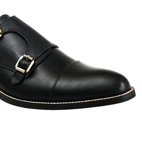 Dress Shoes for Men | Genuine Leather Shoes Double Monkstraps Cap Toe Design Comfortable Rubber Sole