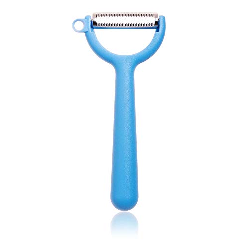 Kochblume Original Sparschäler | Y-Schäler Piranha, Universalschäler, Edelstahl, spülmaschienen geeignet, in der bunten Box (blau)