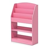 Furinno LOVA Book Shelf, 5-Tier Magazine Bookshelf, Bookcase with Open Shelves Storage, 9.4 x 24.6 x 37, for Living Room, Bedroom, Home Office, Pink