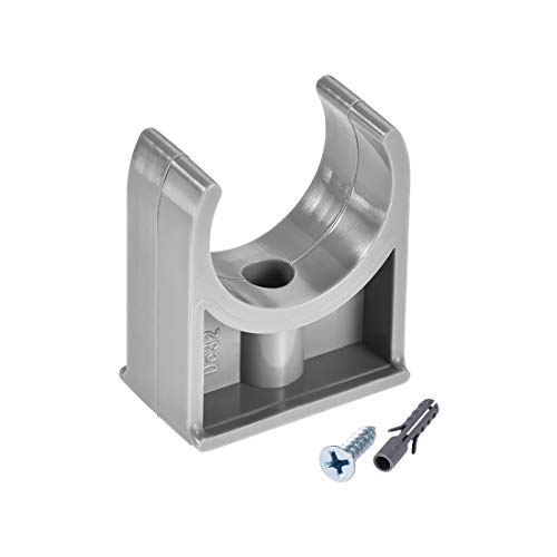 Uxcell Pvc Pipe Clamps Clips 32Mm, Fit For 32Mm/1.26" Od Tv Trays Tubing Hose Hanger Support Pex Tubing, W Mounting Screws Grey 30Pcs #TOP26