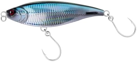 Alwonder High Speed Trolling Lures Saltwater Fishing Lures 6"/3oz Sinking Twitch Bait 7/0 Hook Deep Diving Jerkbait Fishing Plug Offshore Lure for Tuna Striper Mackerel Chrome Blue
