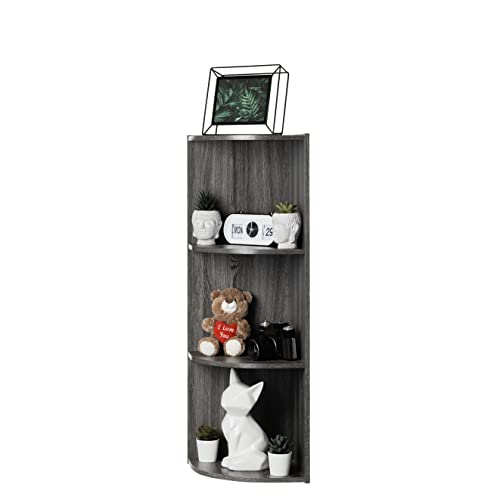 Iris Ohyama, Meuble de rangement d'angle, Bibliothèque, 3 Etagères fixes, Solide, Design, Multifonctionnel, Bureau, Entrée, Chambre, Salon - Basic Storage Shelf CX-3C - Chêne Gris