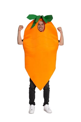 Partychimp Costume de carotte pour femme et homme - Tenue alimentaire - Costume de légumes - Mousse - Tenue de fête amusante - Enterrement de vie de jeune fille - Carnaval unisexe - Taille unique