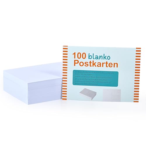 Blanko Postkarten DIN A6 100 Stück 350 g/m Karton Weiß Zum Malen und Basteln Gestaltung individueller Postkarten druckerkompatibel 10 5 x 14 8 cm