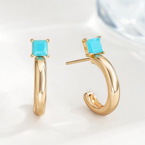 FETTERO Gold Hoop Earrings for Women, 14K Gold Plated Open C Shape Hoops Lightweight Chunky Gold Earrings, Hypoallergenic Gold Earrings for Women Ear Piercing Jewelry Gifts