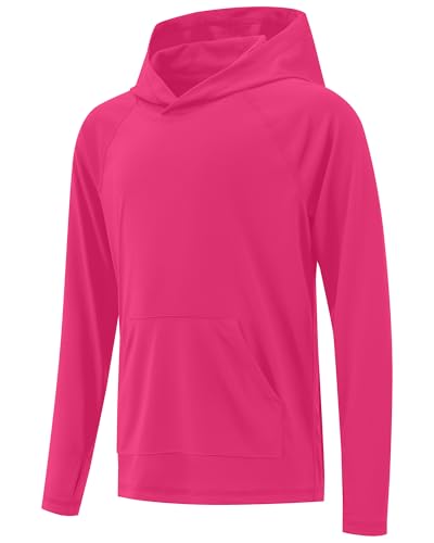 Image of Boys Rash Guard Long Sleeve Hoodie Swim Shirt with Pocket Youth Kids UPF 50+ Sun Protection Fishing Shirts Thumb Hole