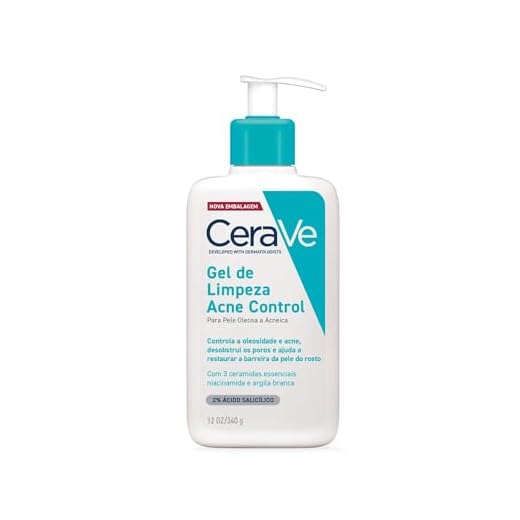 CeraVe, Gel de Limpeza Acne Control Para Pele Oleosa a Acneica com Niacinamida e Ácido Salicílico, 340g
