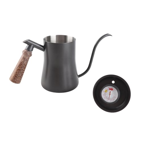 Hervidor de café con cuello de cisne, de vertido de 550 ml con filtro de termómetro para los amantes del café en cafeterías y restaurantes (negro (modelo de termómetro))