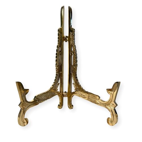 Thorness Large 10 inch Metal Easel Brass Finish | Plate holder | Display stand | Metal Frame Holders for Photo Pictures Decorative Plate Dish | 25cm (H) x 15cm (Deep) | Picture Easel |Wedding tables