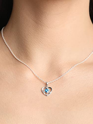 Image of Clara 925 Sterling Silver Olesya Heart Pendant Earrings Chain Bracelet Anklet Ring for Women & Girls| Platinum Plated | Gift for her