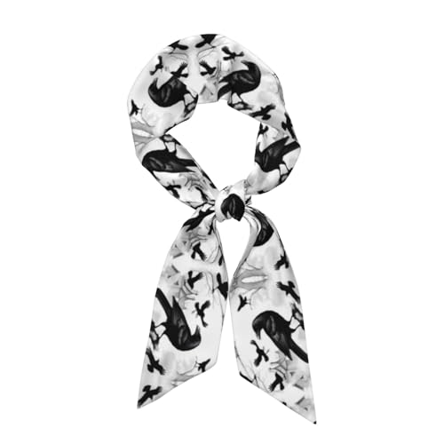 Black Crow Birds Prints Women's headscarf satin hair scarf clothing accessories
