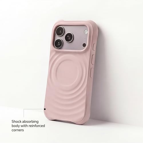 Image of amazon basics Shockproof Case for iPhone 17 Pro | Ripple Pattern | Camera Protection | Protective Cover with Enhanced Grip & Wireless Charging Support - Baby Pink
