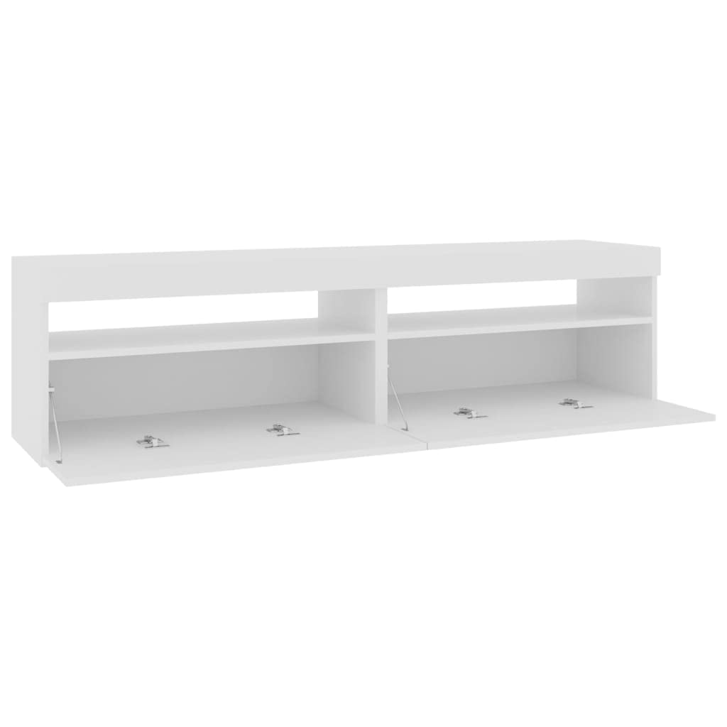 TV-Schränke 2 Stück mit LED Beleuchtung Hochglanz Weiß 75x35x40 cm, Artikelfarbe Hochglanz Weiß